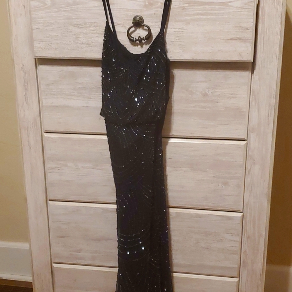 Adrianna Papell Beaded Dress Navy